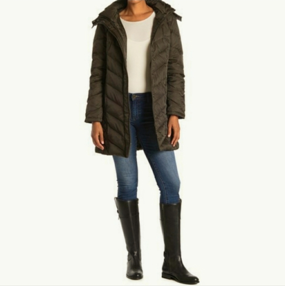 Kenneth Cole Faux-Fur-Trim Hooded Down Puffer Coat
